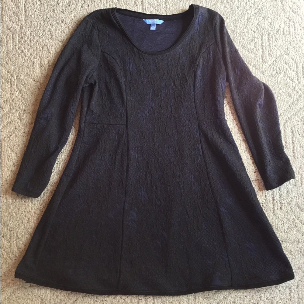 Simply Vera Vera Wang Ribbed A-Line Dress Gray Long Sleeve